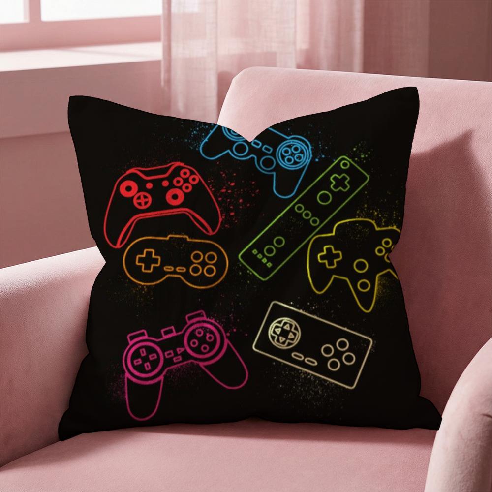 Colorful Graffiti Game Gamepad Cushion Cover Multi-Scene Pillow Cover for Home & Car - Reversible, Soft & Durable for Daily Use