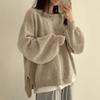 Korean Style Lazy Loose Fit Crew Neck Long Sleeve Knit Sweater For Women