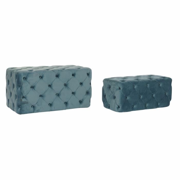 Lavice - Glam - Modrá - Polyesterový samet - 2místná - MDF 88x53x48 cm