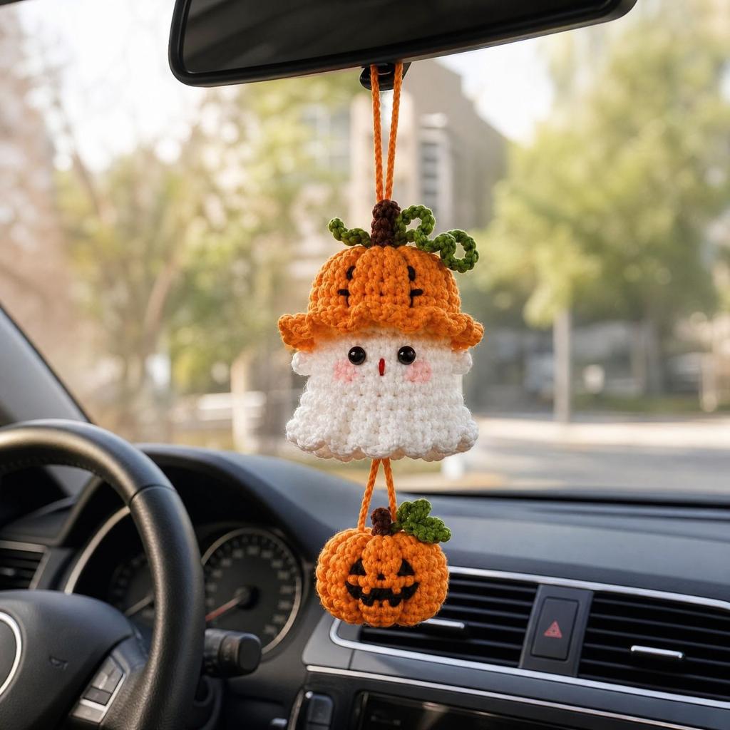 Gehäkeltes Hängeornament - Niedliche Garn-Halloween-Dekoration für die Feiertagsdekoration