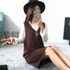 Women's Knitted Vest Mid-length V-neck Sleeveless Knit Dress Sleeveless Sweater Waistcoat