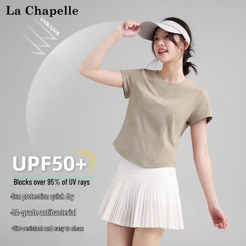 La Chapelle Women's Slim-Fit Cooling Quick-Dry Sport T-Shirt with Curved Hem