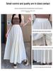 Women's White A-Line Cake Skirt - 2024 Summer High Waist Slim Fit for Pear-Shaped Figures