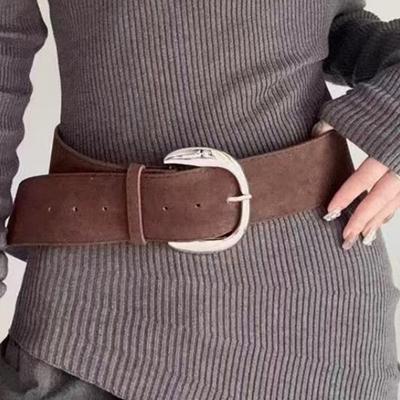 Women's Suede Wide Belt Minimalist Vintage Cinch Waist Cummerbund for Fashion Accessories