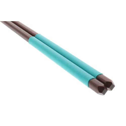 Silicone lacquered wooden chopsticks (natural wood), blue, 21cm