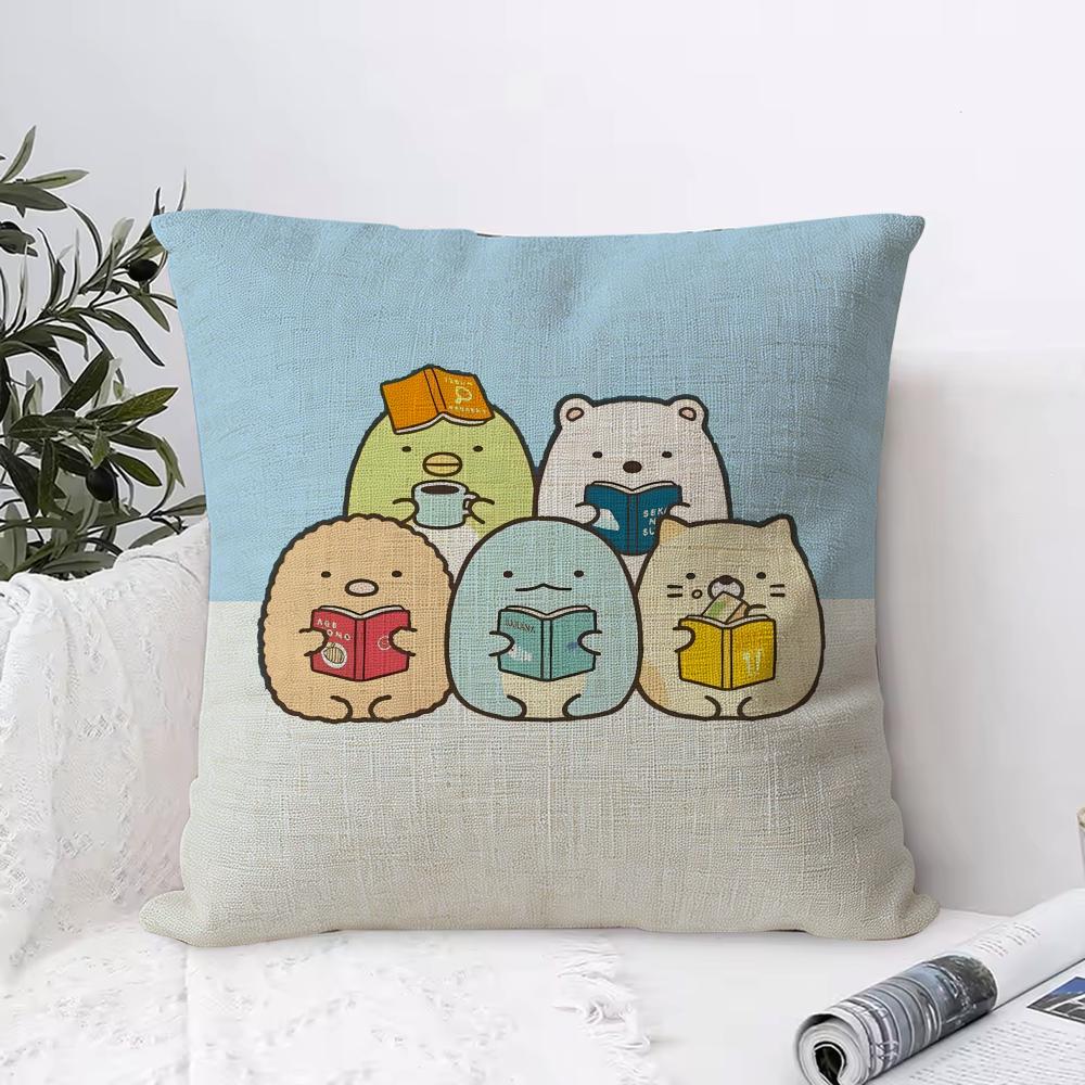 SSumikkogurashi Cushion Cover Eco Linen Pillow Case DoubleSided Print Breathable Durable Zipper Home Decor Gift