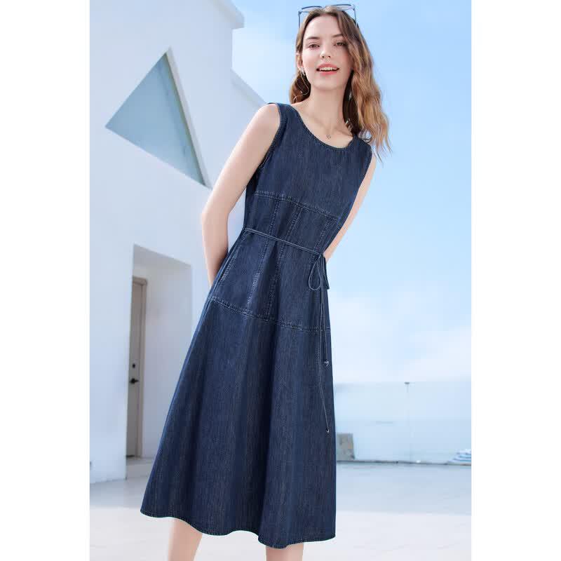 Betu Women's Sleeveless Denim Midi Dress