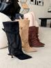 Pointed Stiletto Belt Buckle High Pants Boots Fried Street Babes But Knee Boots Knight Boots