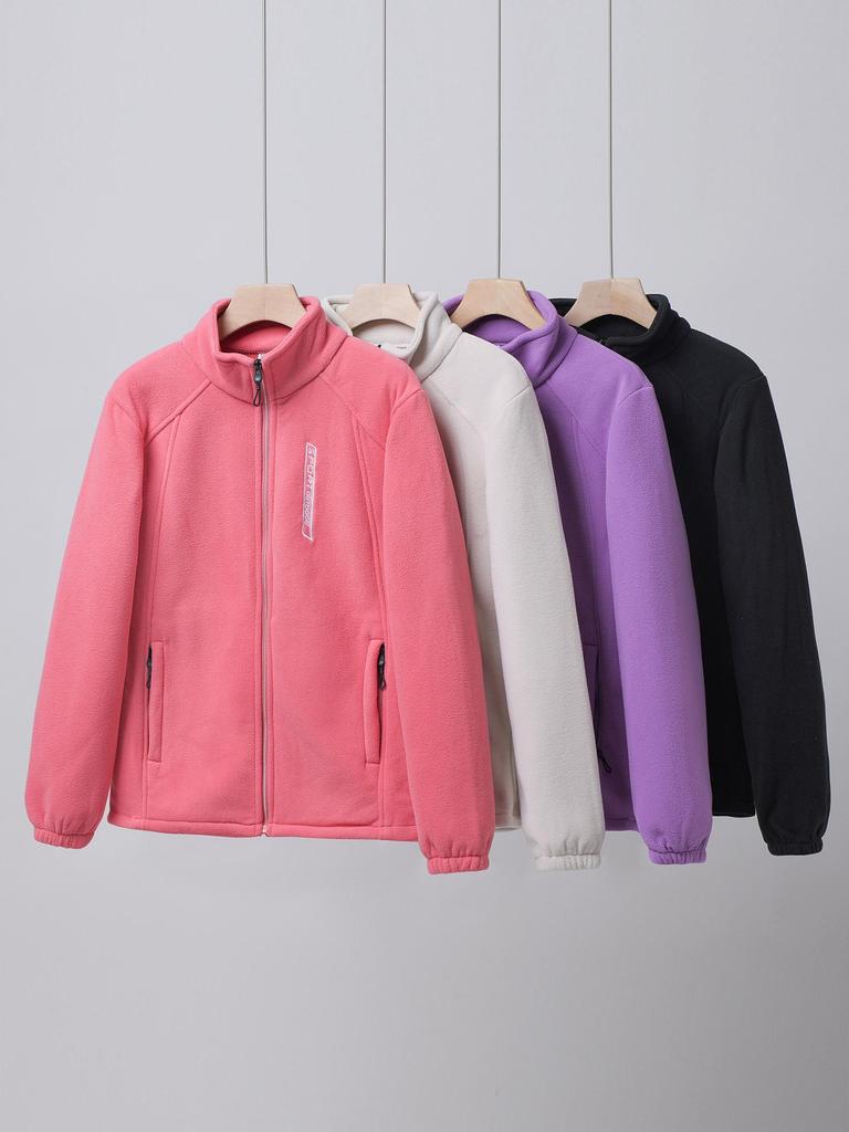 Double-Sided Fleece Women's Hoodie - Soft, Skin-Friendly, Stand Collar, Zipper for Autumn/Winter