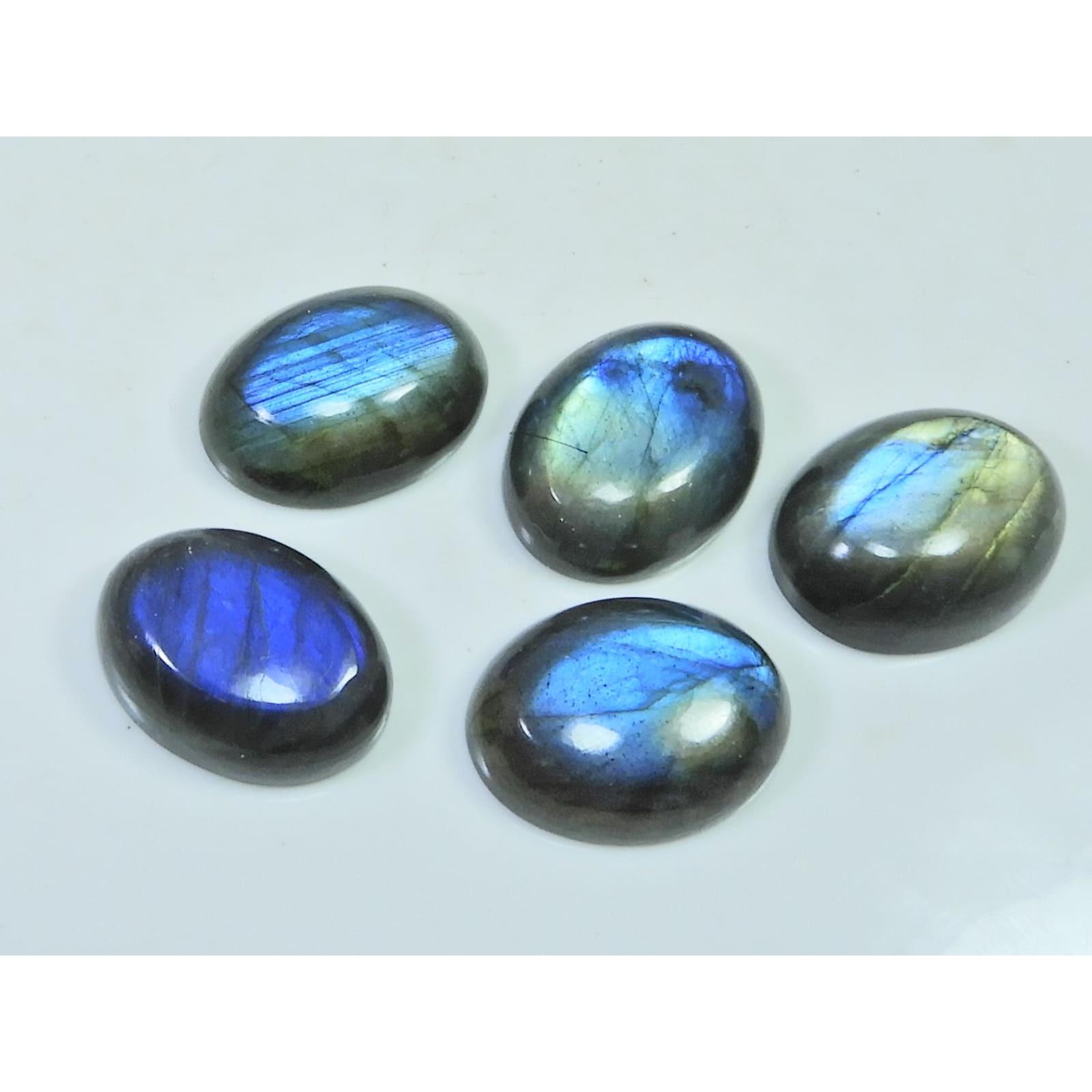15X20MM Natural Labradorite Blue Fire Oval Cabochon Loose Gemstone 05Pcs Lot C-1053