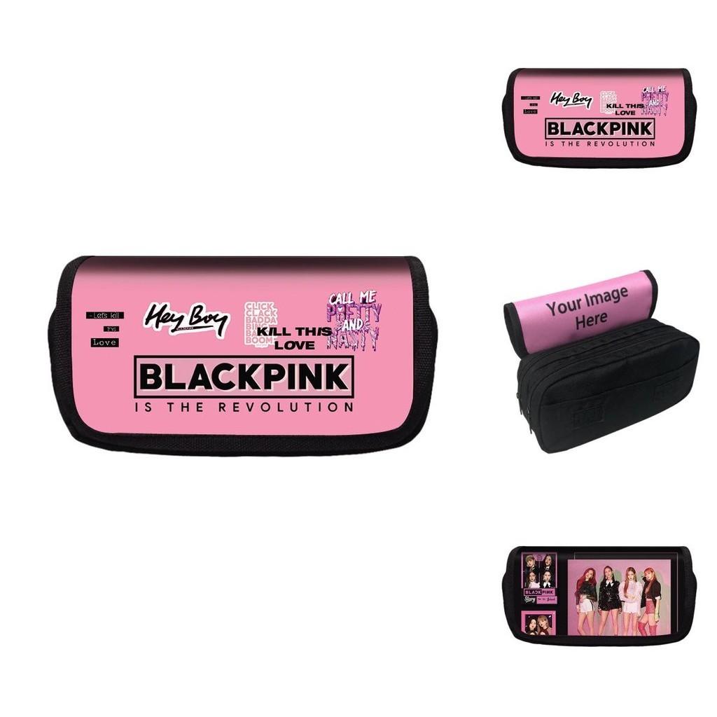 Stilvolle Blackpink Doppel-Stiftetasche mit großer Kapazität, Kinder-Studenten-Geschenk