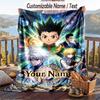 Personalized Flannel Throw Blanket,Hunter × Hunter Custom Printed Name, Cozy Plush Blanket For Home Use