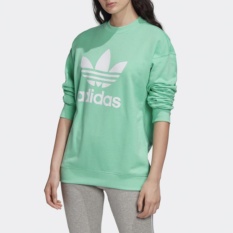 Adidas Originals Trefoil Print Crewneck Sweatshirt Women Sweatshirt Mint-Green FM3290