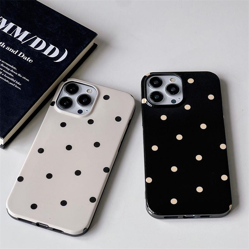 Cute Polka Dots Print Phone Case for Iphone 16 15 16pro 11 15Pro 14 14pro 13 Pro Max 12 Protective Silicone Back Cover