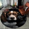 Cute Dog Samoye,Chihuahua,Koki Pomeranian Cartoon Round Carpet Rug for Living Room Bedroom Decor,kids Pet Area Rug Non Slip Mat