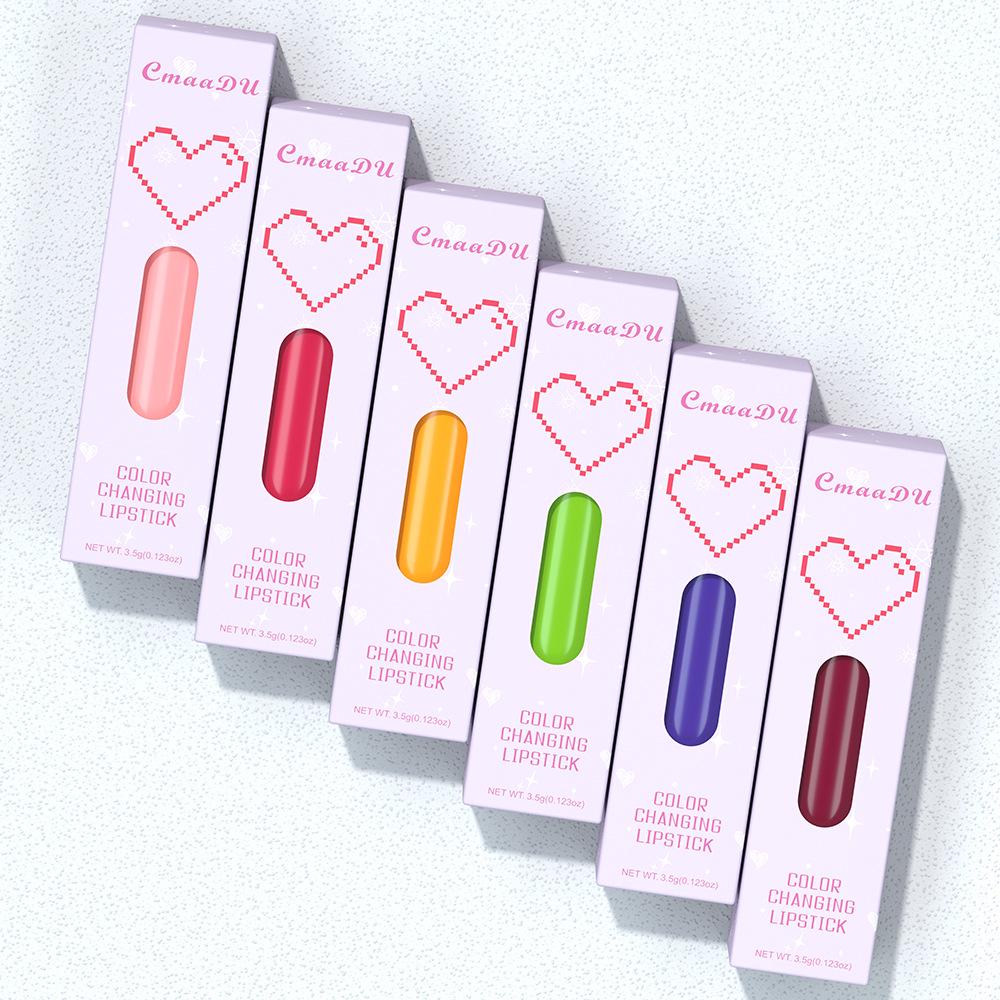 CmaaDu 6-Color Fruit-Flavored Color-Changing Moisturizing Lipstick