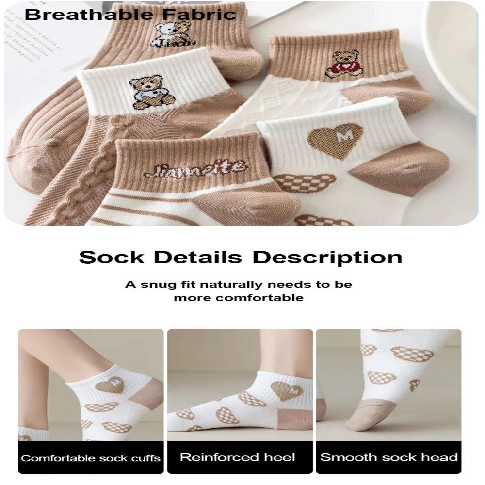 5 Pairs Polyester Low Tube Women Socks Retro Japanese Style Casual Short Sock Women Socks Sets