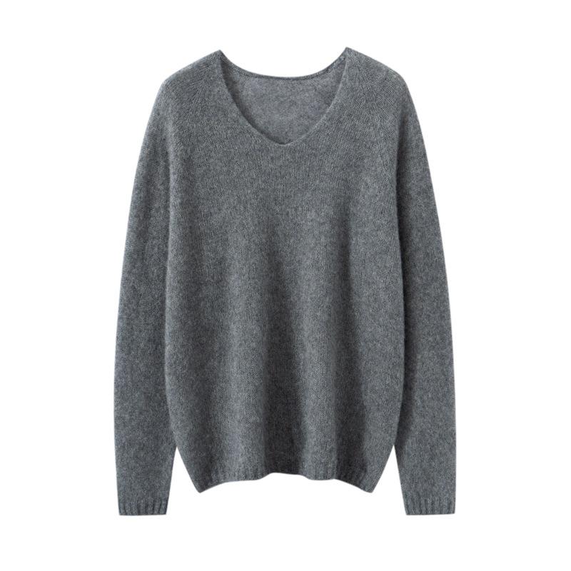 Classic Cashmere & Mulberry Silk V-Neck Women's Pullover Knitwear