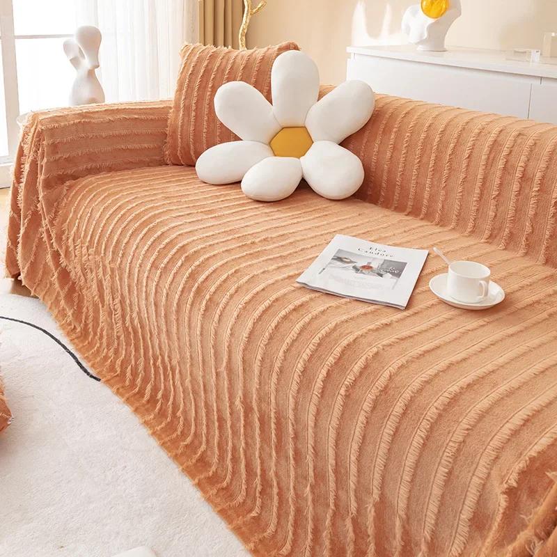 Soft Sofa Blanket for Living Room Non-Slip Solid Thick Sofa Cushion Mat Simple Style Plush Sofa Towel Home Couch Decor