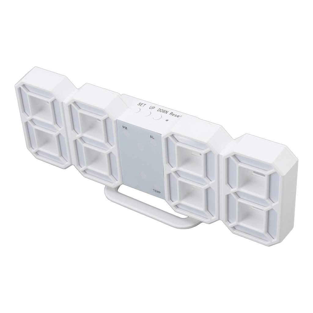 3D LED Digital Clock Time Temperature Display Night Light Alarm Function White 3D Digital Clock for