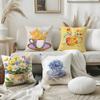 Painting Cup Of Flowers Pillow Case Soft Plush Fabric Double Sided Print Decorative Home Living Room Gift Cushion Cover