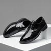 Classic Men's Leather Shoes Black Men's Dress Shoes High Quality Comfortable Business Shoes Lacquer Leather Outdoor Wedding Shoe