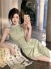 Modern Green Halter Cheongsam: Exquisite Summer Dress for Women