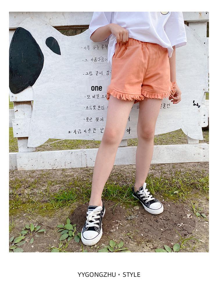 Girls' Summer Denim Shorts - Versatile, Loose-Fit, Mid to Big Kids Three-Quarter Pants