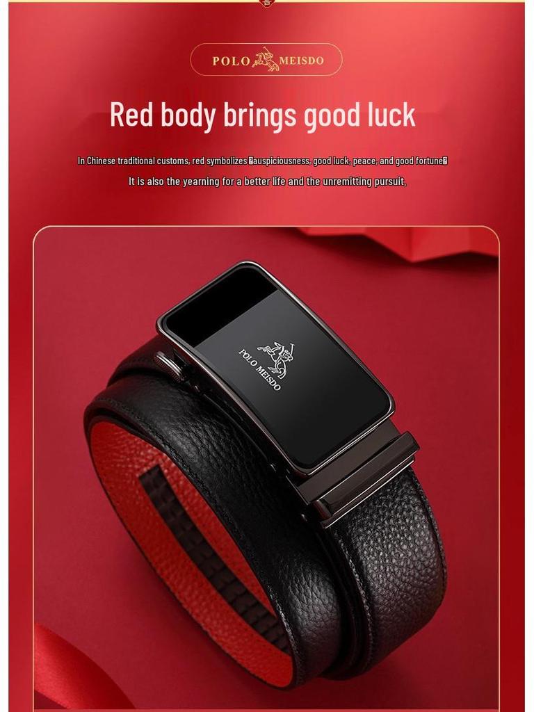 Paul Genuine Benmingnian Men's Premium Leather Belt with Automatic Buckle - Top Layer Cowhide, High-End Quality