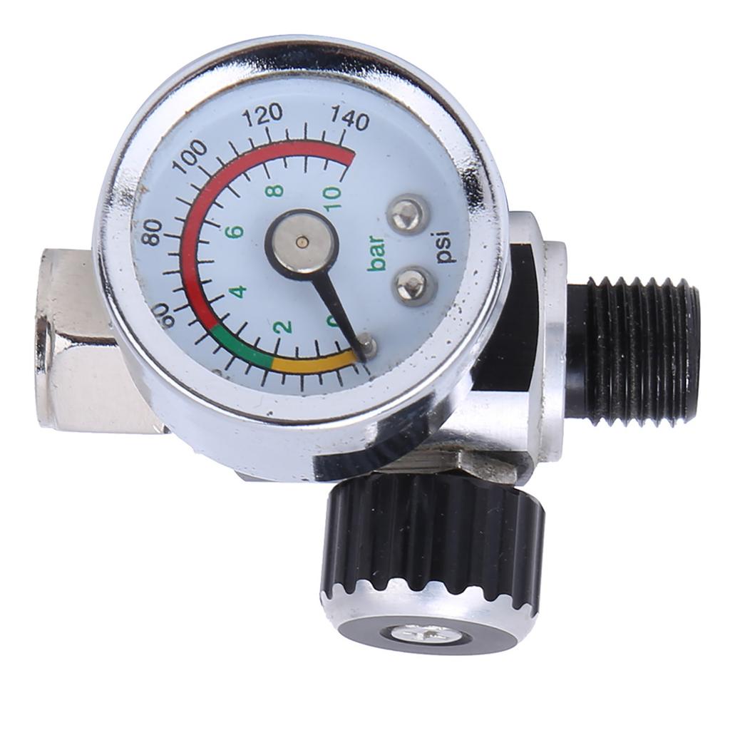 Air Pressure Regulator 0 10bar 0 140psi Aluminum Alloy Valve 1 4inBSPP Inlet Outlet ConnectorSilver