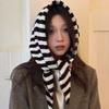 Striped Triangle Scarf Women's Autumn And Winter Knitted Small Scarf Fashionable Warm Versatile Neck Protection Scarf Shawl