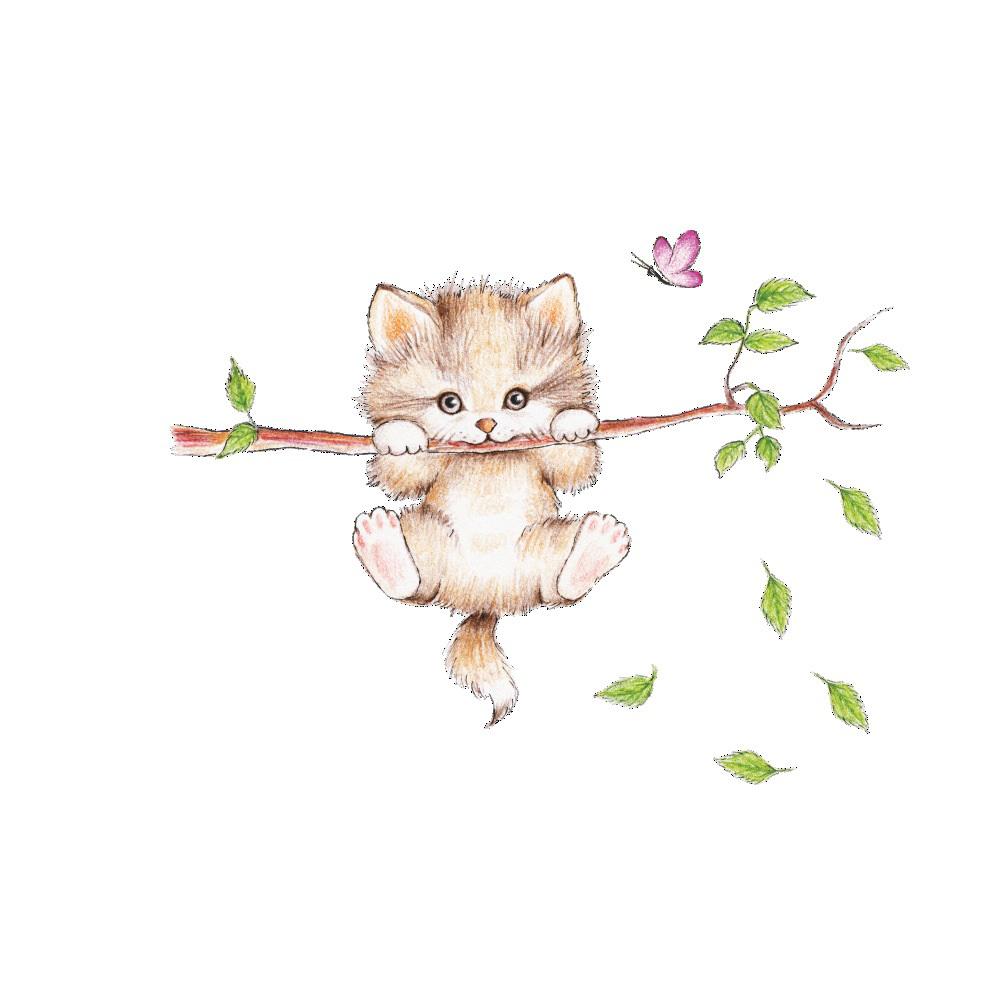 Cute Cat Branch Wall Stickers Detachable Beautiful Switch Decals Exquisite Colorful Decoration For Homes Offices Corridors