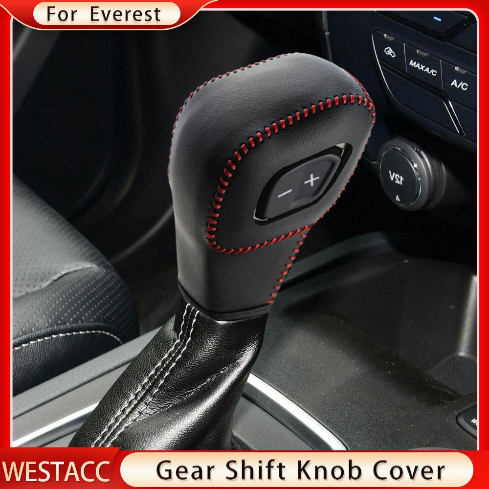 Echtes Leder LHD RHD Auto Schaltknauf Abdeckung für Ford Everest Ranger – 2022 Gear Collars Gear Sticker