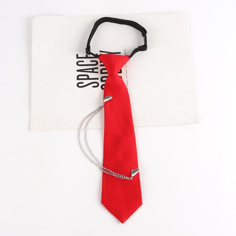 Klassische Polyester-Krawatte mit Metallkette für Herren Damen Freizeit Bürokleidung