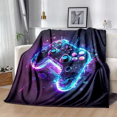 1pc Game Controller Printing Lightweight Flannel Blanket, Comfortable and Warm Blanket, for Camping Sofa Bed and Couch Office, In All Seasons
