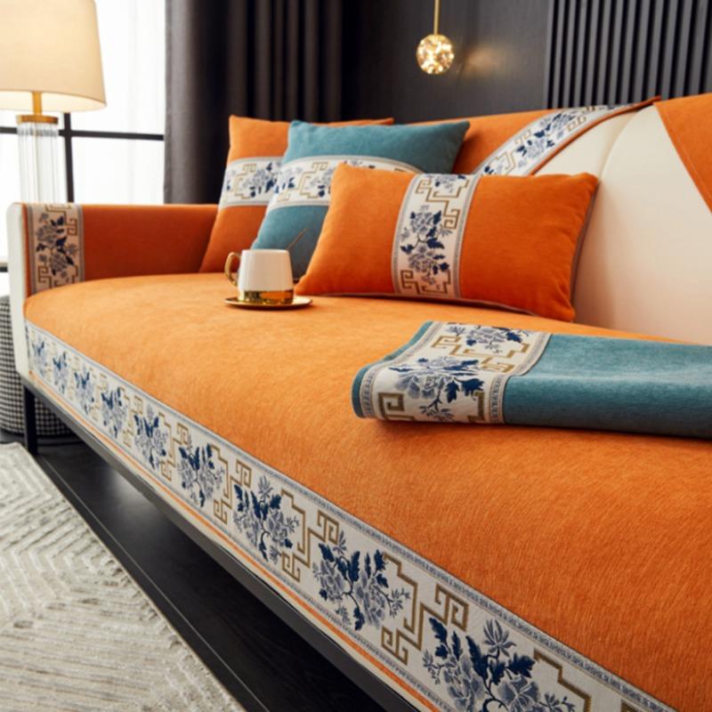 new chinese style Sofa Cover Cushion Four Seasons Sofa Towel Modern Simple Living Room Corner Couch Chenille polyester Armrest Towel