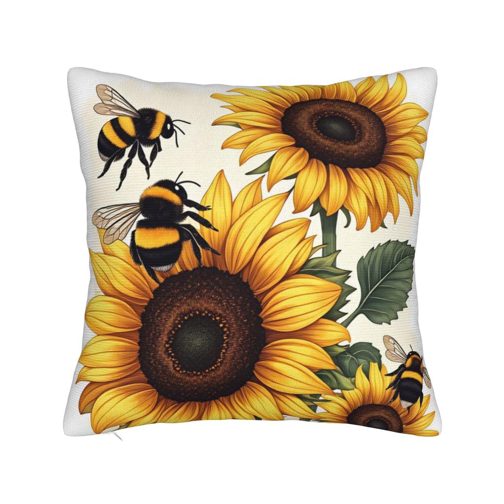 Bee and Flowers Pillow Cover Comfy Cushion Cover Fashion Pillow Case For Sofa Home Decoration