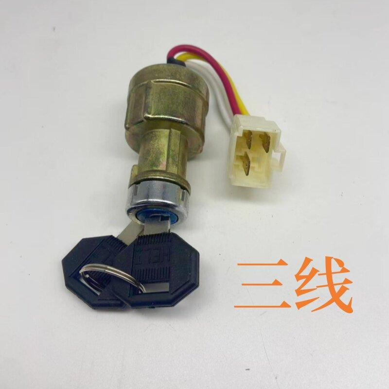 For JK411 Ignition Switch Lock With Key 3 Wire 4 Wire For Heli  Forklift Start Lock Cylinder Replacement Parts three lines