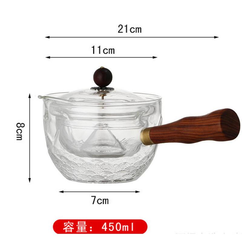 

650ml Heat Resistant Side Wooden Handle Glass Teapot With 360° Rotary Infuser Liner Filter Boil Puer Oolong Tea Pot Tea Utensil