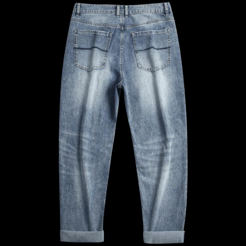 VEE KELLEN Men's Lightweight Summer Loose Straight-Leg Retro Denim Jeans