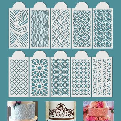 Fondant Cake Mesh Stamps Stencils Embossing for Decorating Tool Plastic Spray Mold Wedding Cookies Chocolate Drawing Painting