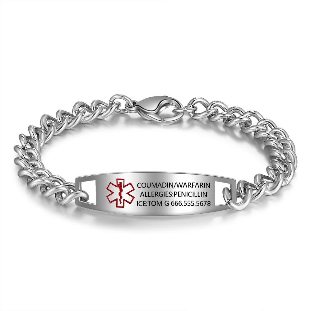 Titanium Steel Emergency Alarm Bracelet for Men and Women, Chain Made of Stainless Steel, Wristband