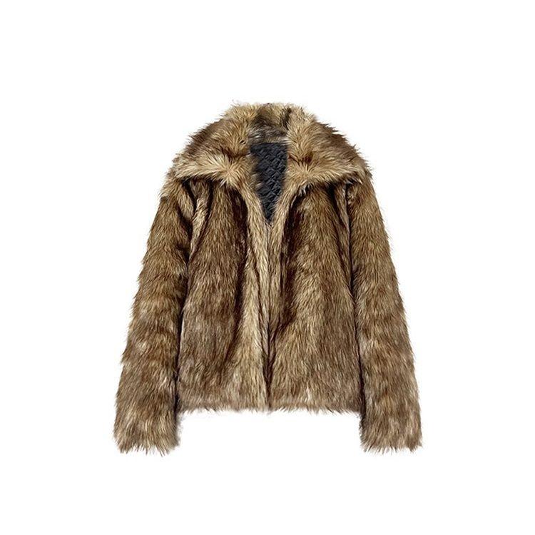 Short Winter Faux Fox Fur Jacket