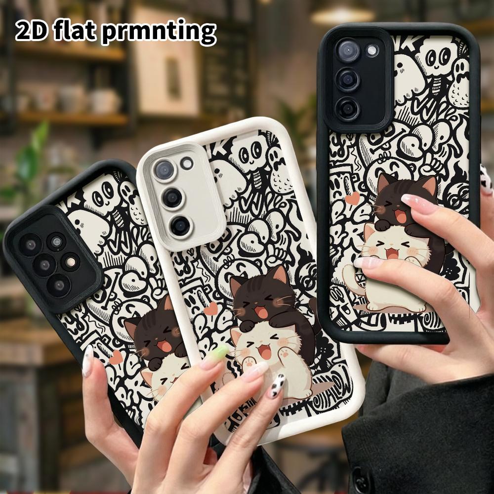 Phone Case: 2D Flat Samsung Galaxy A34 A35 M05 M06 S20 S22 S21 FE Plus 5G Protective Case, Short-Haired Kitten, Christmas and Halloween Gift