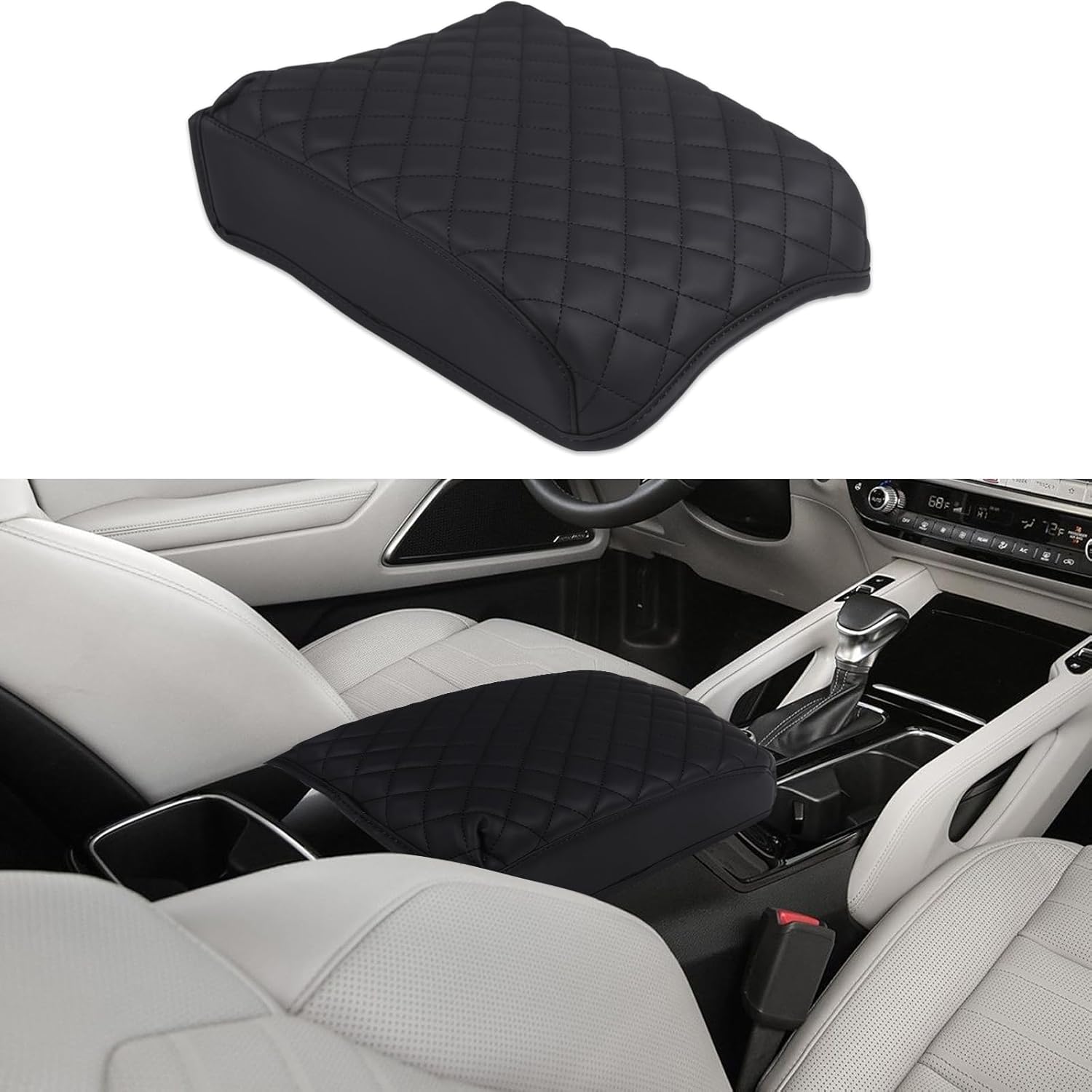 Aunginsy Car Leather Center Console Protector Cover Compatible with Kia Telluride 2020-2026 Center Console Armrest Seat Box Cover Cushion Lid чёрный