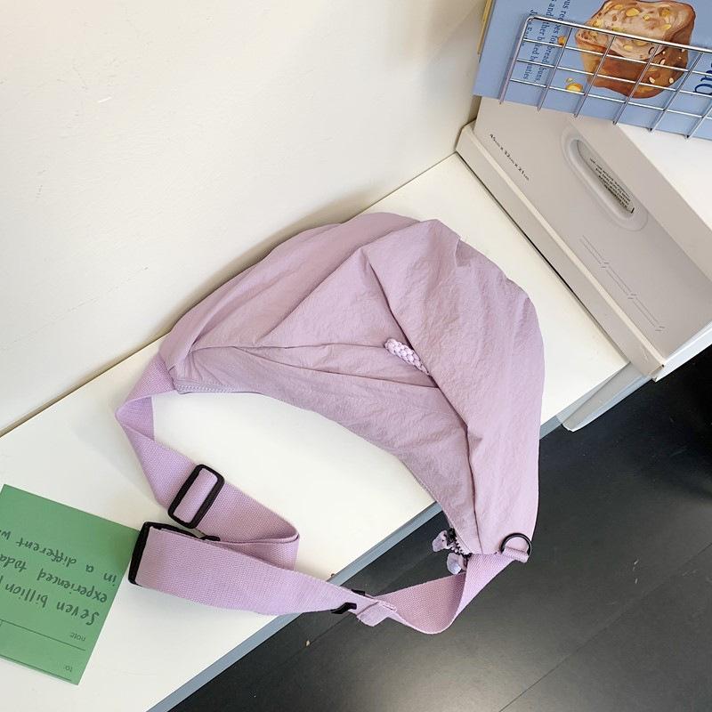 

Nylon bag large capacity lightweight simple solid color dumpling bag trend literary messenger bag student class bag