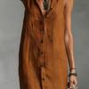 Hooded Sleeveless Maxi Dress for Women Button Down Casual Shirt Dress with Pockets Summer Beach Sweatshirt Long Dress