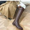 2024 Low-Heel Women's Knee-High Rider Boots with Round-Toe