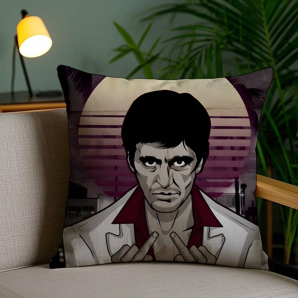 Hot Classic Movie Scarface-S Pillow Case Anti-dustmite Pillowcase Invisible Zipper Silky Short Plush Sofa Cushion Cover