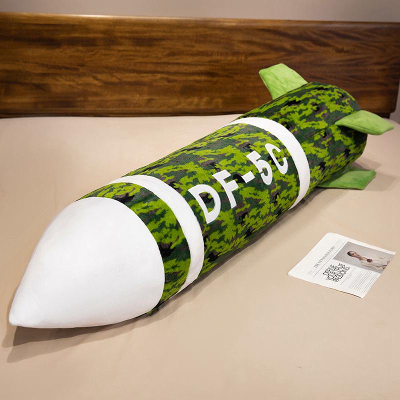 70~140Cm Groen Lang Intercontinentaal Kruisraket Pluche Kussen Gevuld Df-5C Df-61 Nucleaire Kussen Slaapvriend Man Cadeau